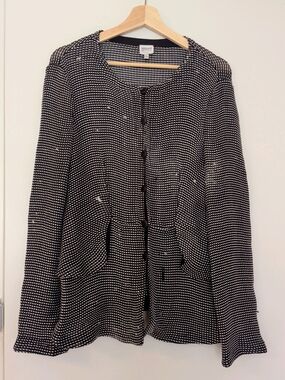 Armani Collezioni Black and White Textured Button-Up Jacket